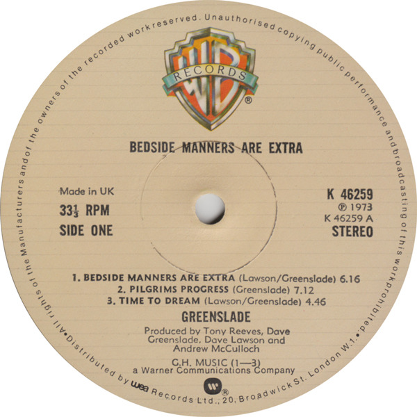 Greenslade Bedside Manners Are Extra (1973) [CLOCKWORK PEACH]